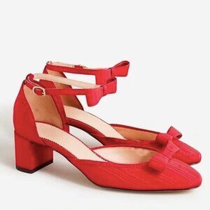 J. Crew Millie Bow Ankle Strap heels red -10